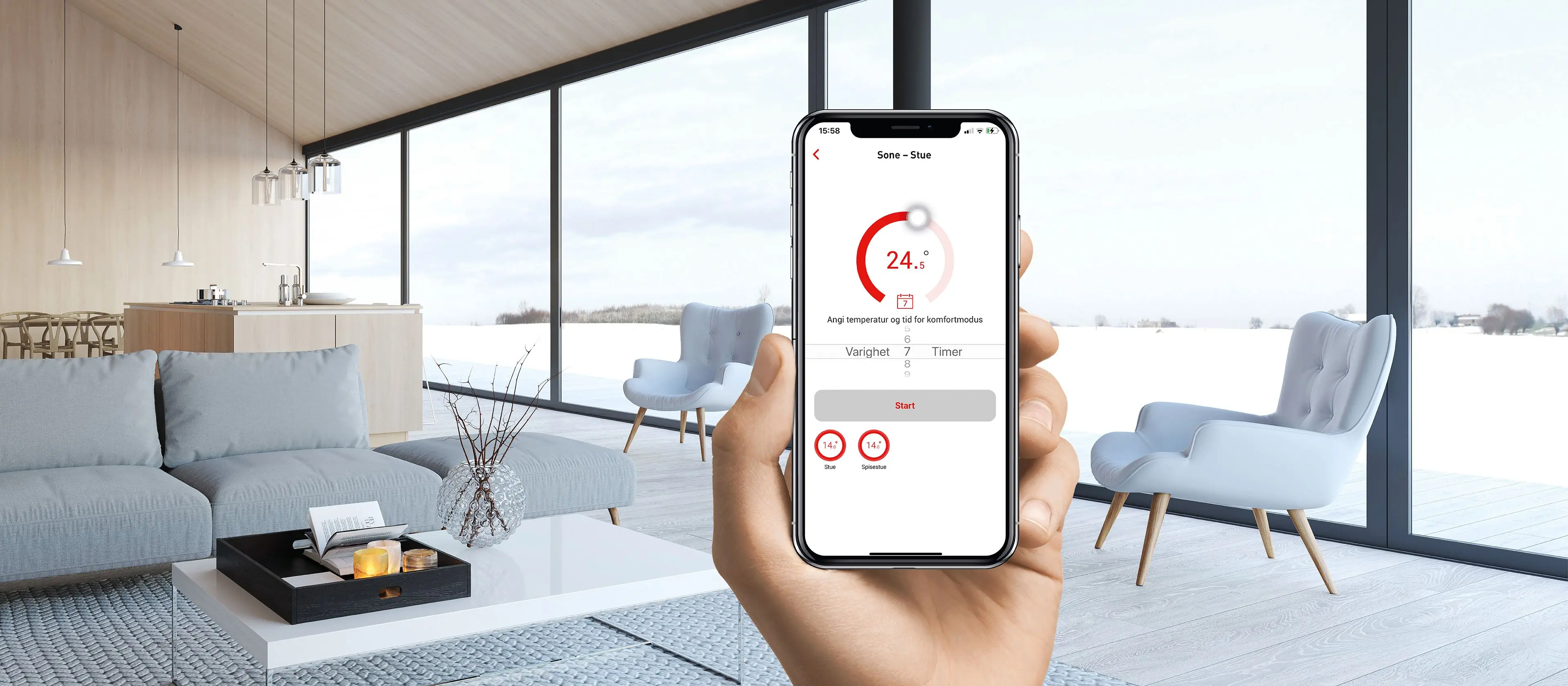 Sentralstyrte termostater med app