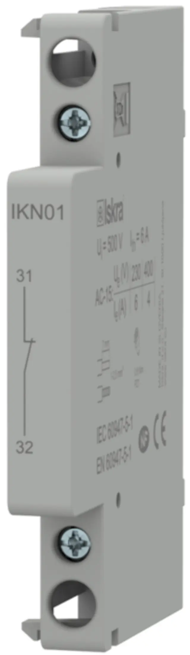 Hjelpekontakt for installasjonskontaktor AC-15 1-pol, 0,5 modul, 1NC
