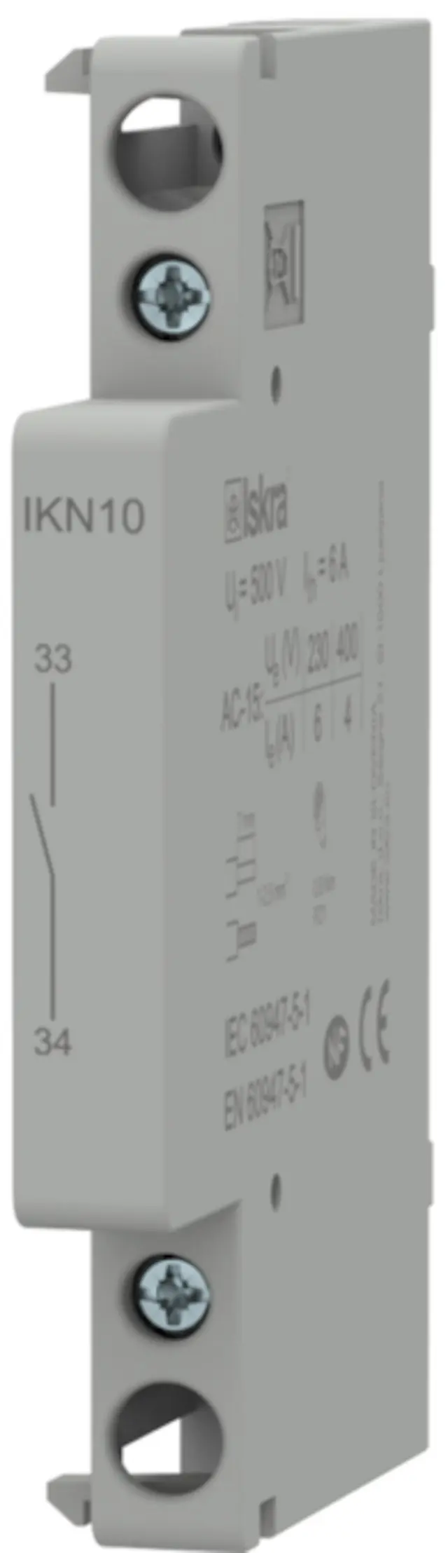 Hjelpekontakt for installasjonskontaktor AC-15 1-pol, 0,5 modul, 1NO