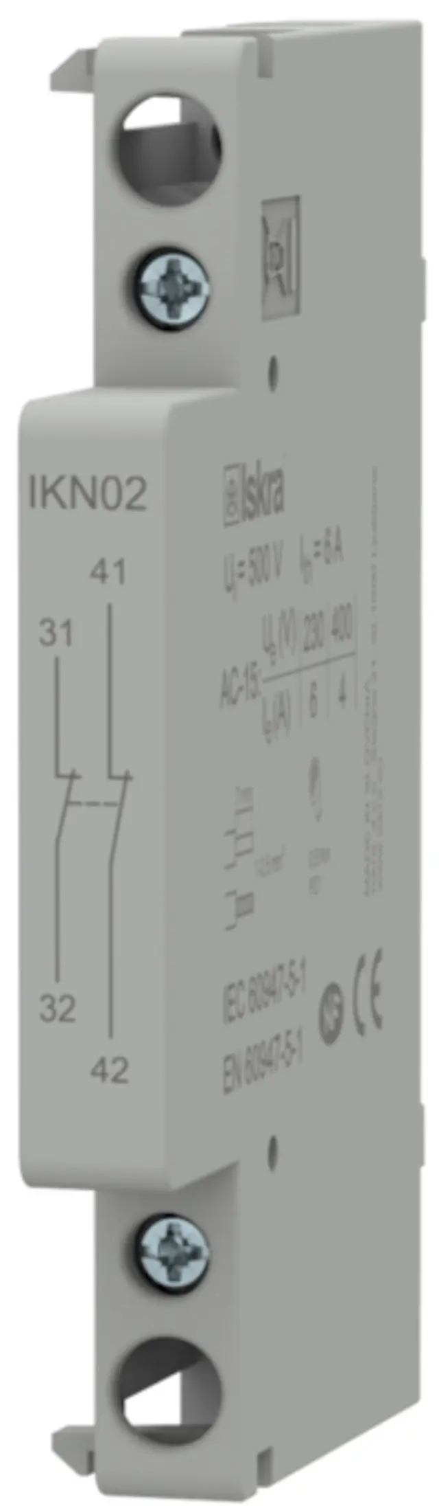 Hjelpekontakt for installasjonskontaktor AC-15 2-pol, 0,5 modul, 2NC